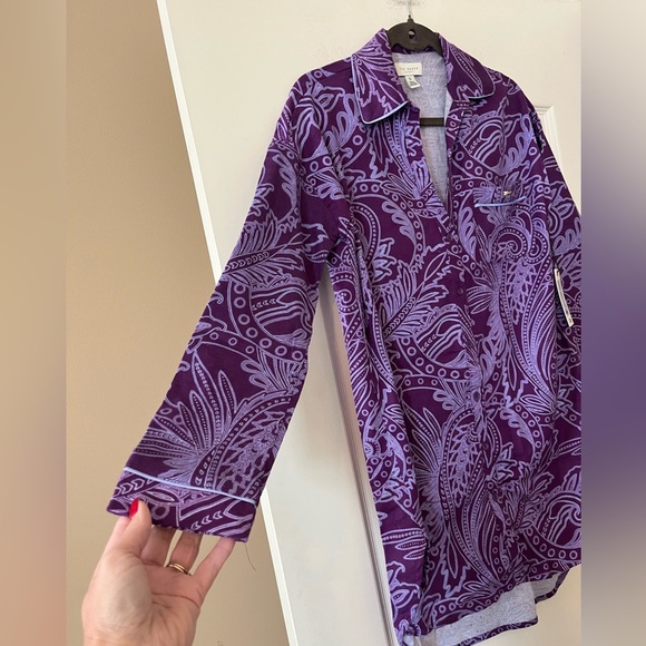 NWT Ted Baker Purple Paisley button-down Women's Sleep Shirt — loungewear - Picture 8 of 12